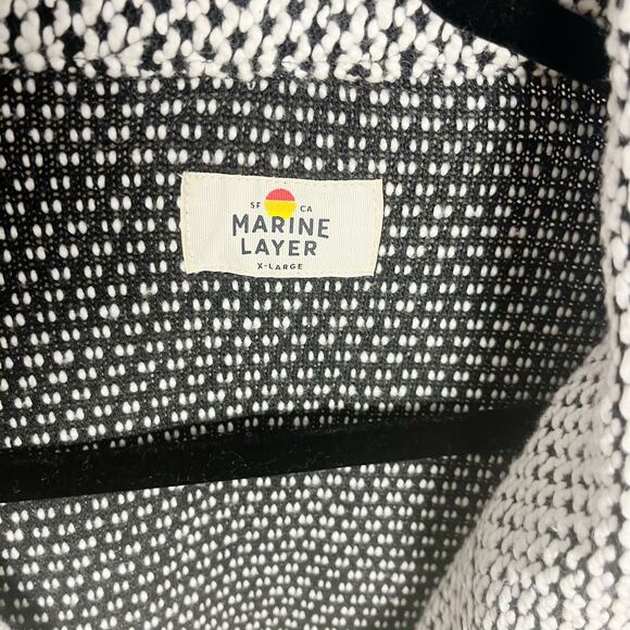 NWT Marine Layer Birdseye Knit Blazer Cardigan Size X-Large Black White Neutral - Picture 6 of 11